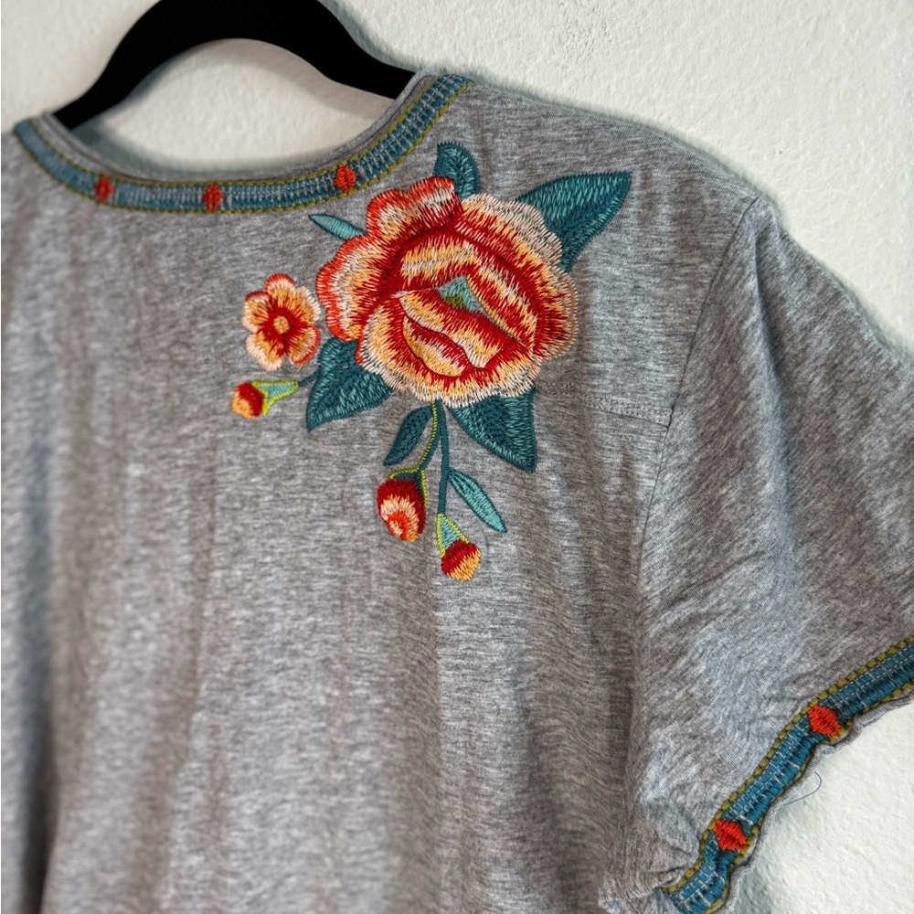 Johnny Was Gray Orange Embellished Graphic Tunic - Picture 9 of 10